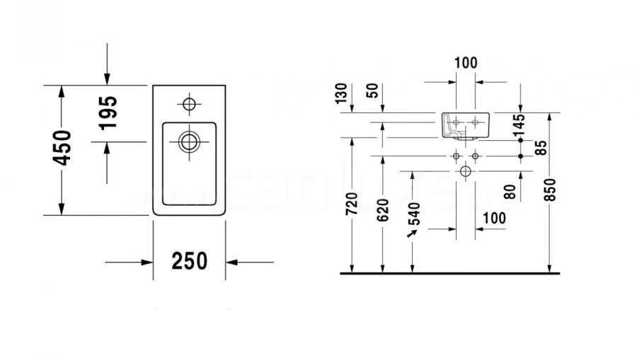 Умывальник для рук Duravit Vero 0702250000 - фото 3