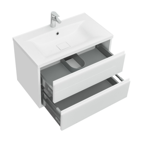 Тумба под раковину подвесная Акватон Римини 80 см белая, моноблок - фото 5