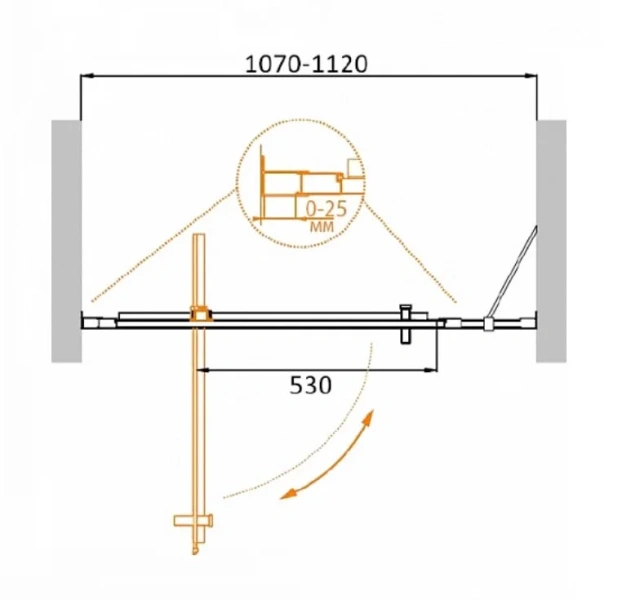 Душевая дверь в нишу Cezares Molveno 110 см профиль хром, 110 см - фото 3