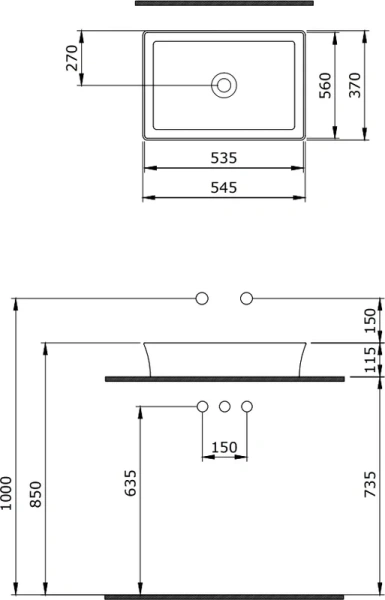 Раковина BERGES Ego 55 см матовый антрацит, другие - фото 4