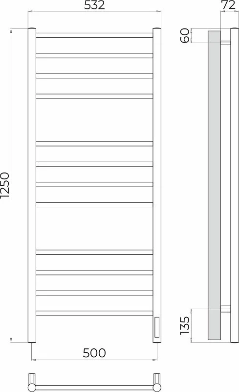 Полотенцесушитель электрический Terminus Аврора П12 500х1250 лесенка - фото 2