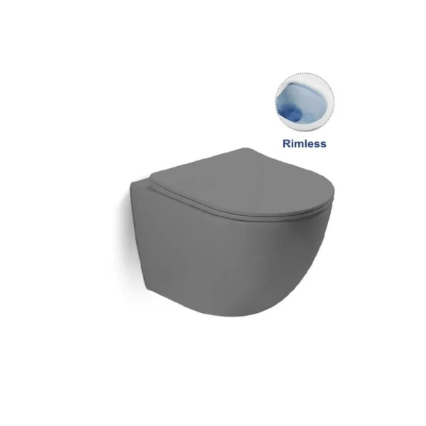 Унитаз подвесной Vincea Globo серый матовый, с микролифтом - фото 8