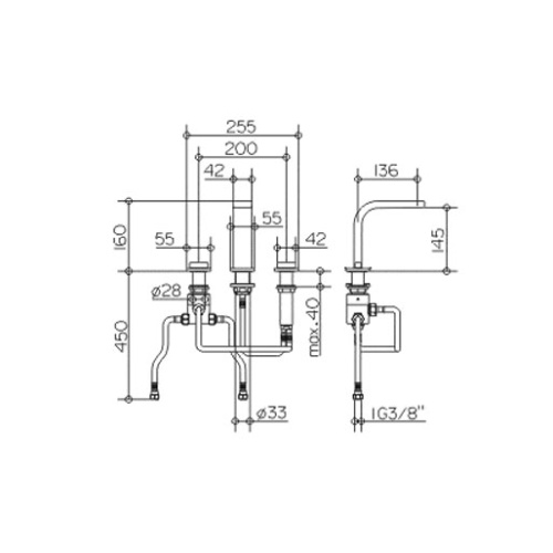 Смеситель для раковины на три отверстия, Keuco Edition 11 51115 010100 - фото 2