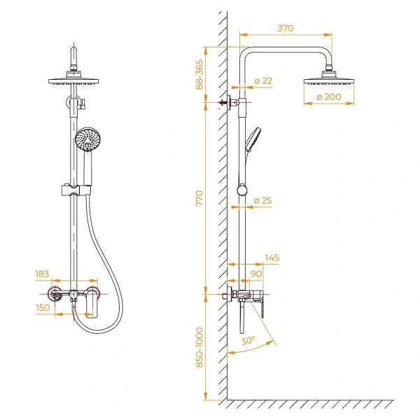 Душевая стойка RGW Shower Panels SP-26B черная - фото 2