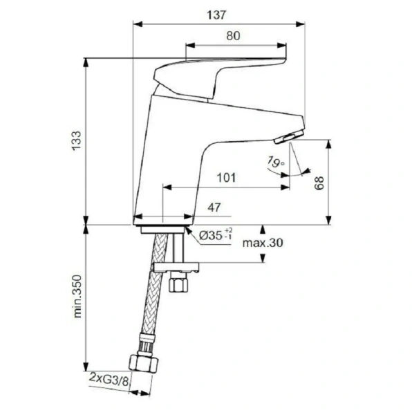 Смеситель для раковины Ideal Standard Ceraflex хром без донного клапана - фото 2
