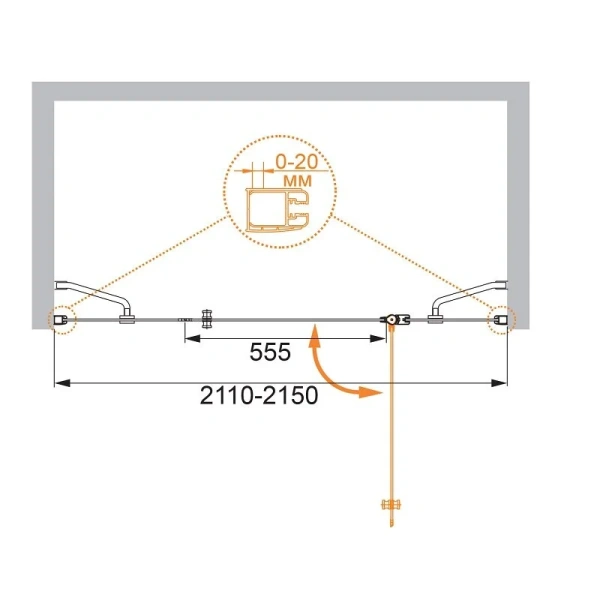 Душевая дверь Cezares ELENA-W-B-13-100+60/60-C-Cr 215 см стекло прозрачное - фото 2