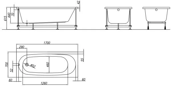 Ванна гидромассажная Kolpa-San Tamia 170x70 с каркасом, 170х70 - фото 4