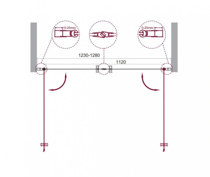 Душевая дверь в нишу BelBagno Etna 130 см с прозрачным стеклом - фото 2