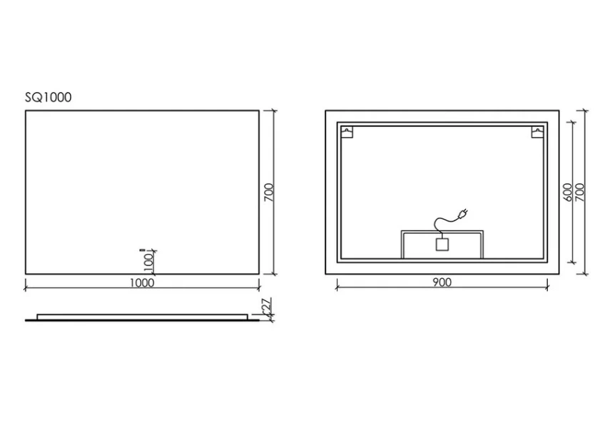 Зеркало с подсветкой Sancos Square 100 см прямоугольное - фото 2