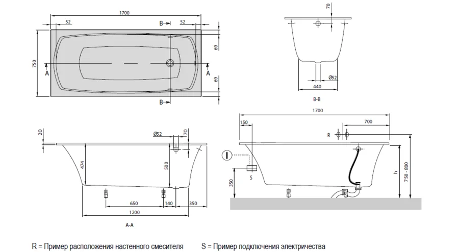 Ванна квариловая Villeroy & Boch My Art 170х75 см белая - фото 3