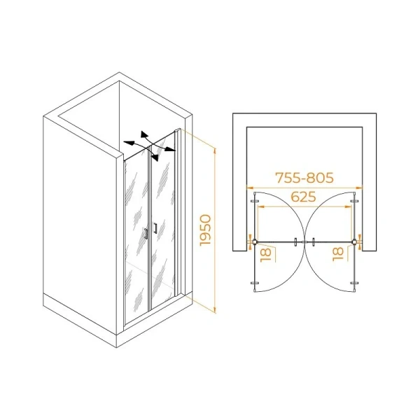 Душевая дверь в нишу RGW Passage PA-104 060810408-1 80 см распашная - фото 3