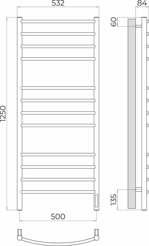 Полотенцесушитель электрический Terminus Классик П12 50х125 см quick touch - фото 2