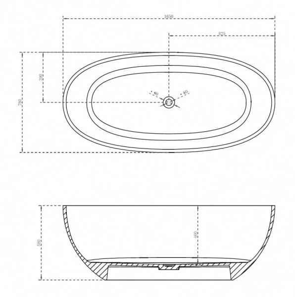Ванна акриловая Abber Kristall 165x78 см черная, современныe, hi-tech - фото 2