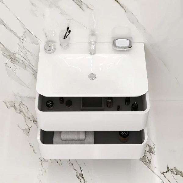 Тумба под раковину подвесная Am.Pm Sensation 80 см белый лак, моноблок - фото 5