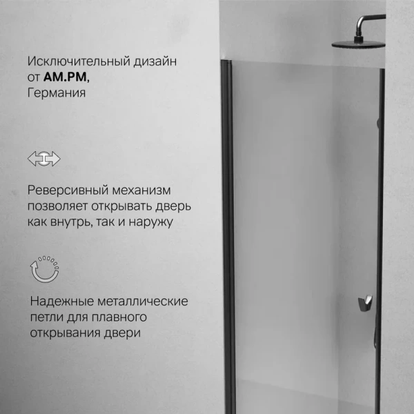 Душевая дверь в нишу Am.Pm Sunny 80 см профиль черный - фото 2