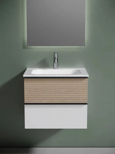 Тумба под раковину подвесная Sancos Delta 60 см дуб светлый/белая, белая, комбинированная - фото 7