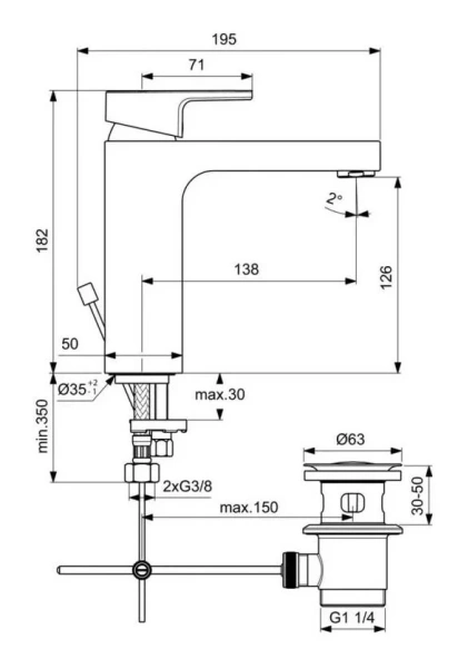 Смеситель для раковины Ideal Standard Edge хром - фото 2