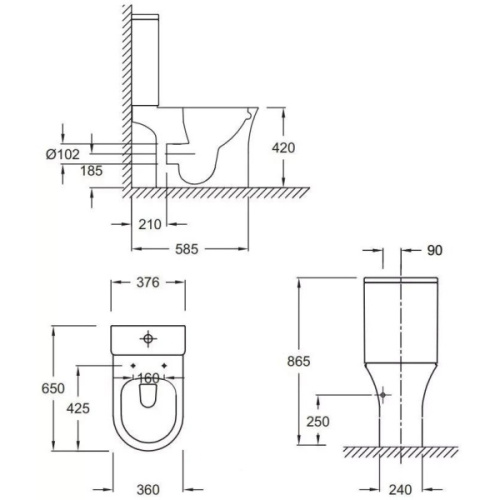 Унитаз компакт Jacob Delafon Aleo UJAL102-0 c технологией rimless - фото 4