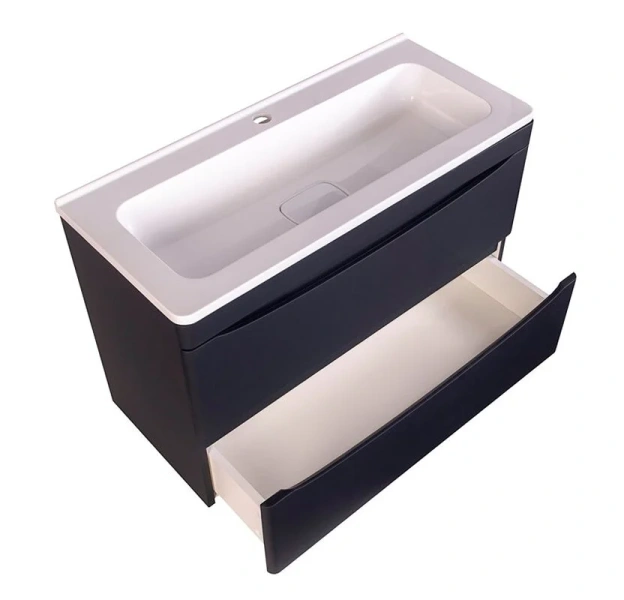 Тумба под раковину подвесная Style Line Бергамо 80 см черная, черная - фото 7