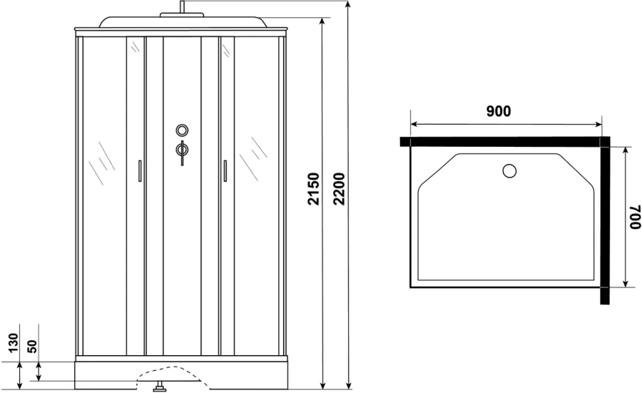 Душевая кабина Niagara Classic 90х70 см стекло матовое, угловые, без гидромассажа, c тропическим душем, с вентиляцией, с крышей index_1 - фото 16