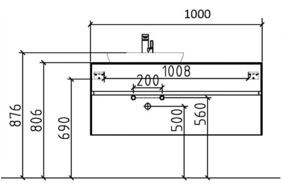 Тумба с раковиной подвесная Black&White Universe 100 см белая матовая - фото 2