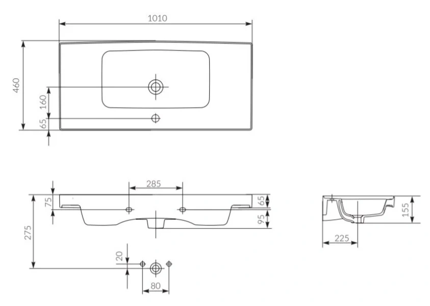 Раковина Cersanit Crea 100 см подвесная - фото 2