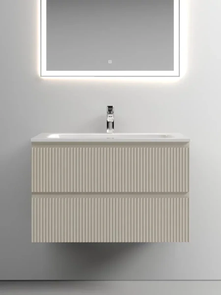 Тумба под раковину подвесная Sancos Snob T 80 см beige soft, современная, hi-tech - фото 3