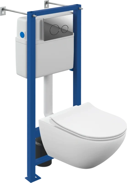 Унитаз с инсталляцией Cersanit Street Fusion с кнопкой смыва хром - фото 1