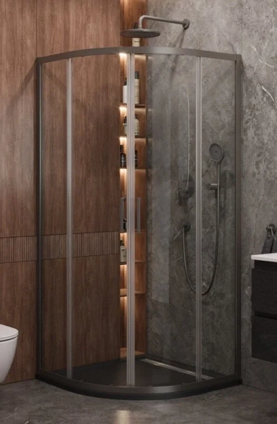 Душевой уголок Cezares Molveno 100х100 см стекло прозрачное профиль оружейная сталь - фото 1