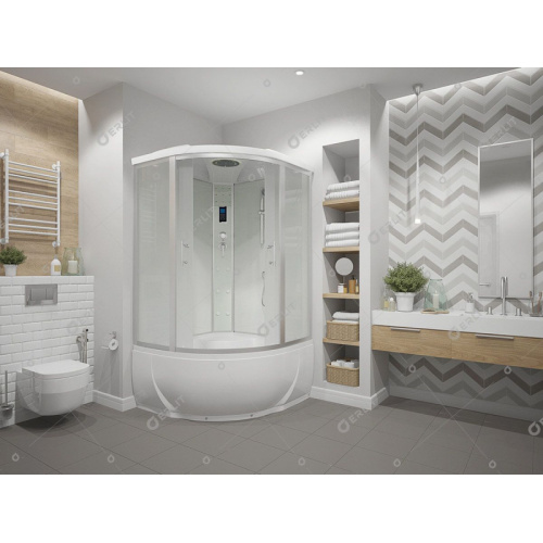 Душевой бокс, задние стенки серебристые, стекло матовое, Erlit Comfort ER 4320T-W3 - фото 2