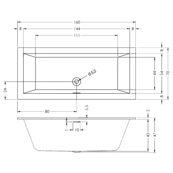 Акриловая ванна Riho Rething Cubic Fall Plug & Play, B104023005/B104022005, 160 x 70 см, панели слева/справа, наполнение через перелив, цвет белый, угловые, приставные, встраиваемые - фото 7