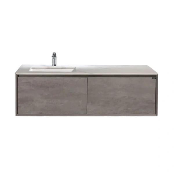 Тумба с раковиной подвесная Black&White Universe 909U1500 150 см МДФ, серая - фото 6