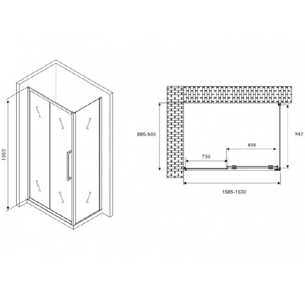 Душевой уголок Abber Schwarzer Diamant AG30160H-S90 160x90 см прямоугольный, прямоугольные - фото 2