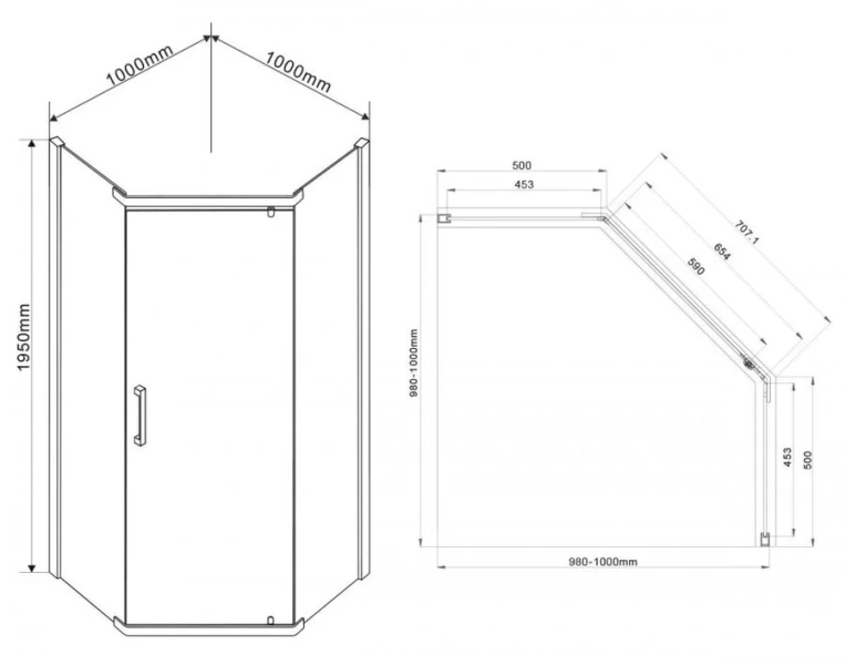 Душевой уголок Vincea Stresa 100x100 см черный, многоугольные - фото 2
