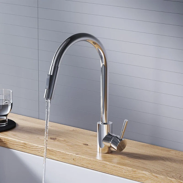 Смеситель для кухни Dorff Logic D30075 с вытяжным изливом, высокие, недорогие, округлая форма - фото 5