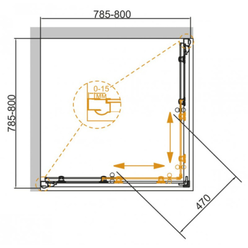 Душевой уголок Cezares Giubileo 80х80 см стекло прозрачное с узором профиль бронза - фото 4