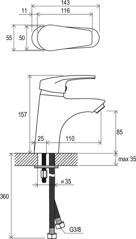 Смеситель для раковины без донного клапана Ravak NEO NO 012.00 X070023 - фото 4