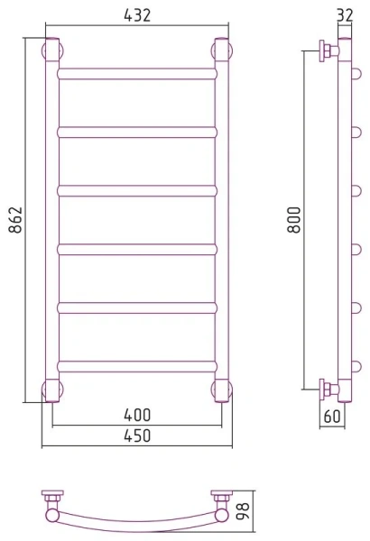 Полотенцесушитель водяной Сунержа Галант+ 40x80 см без покрытия - фото 2