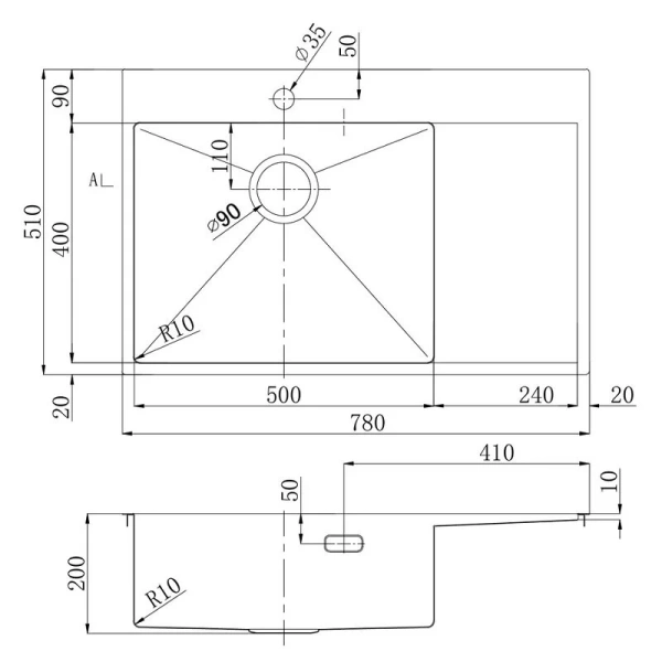 Мойка для кухни Lemark Kezadra 78 см сталь, левая, врезные - фото 2