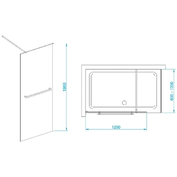 Душевая перегородка RGW Walk In WA-041B 120 см профиль черный - фото 2