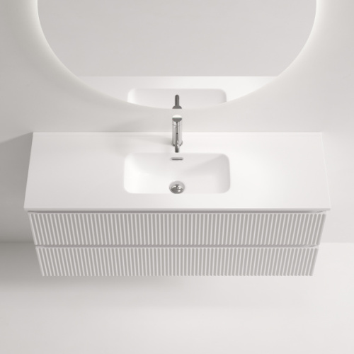 Тумба под раковину подвесная Sancos Snob R 120 см bianco, моноблок - фото 5