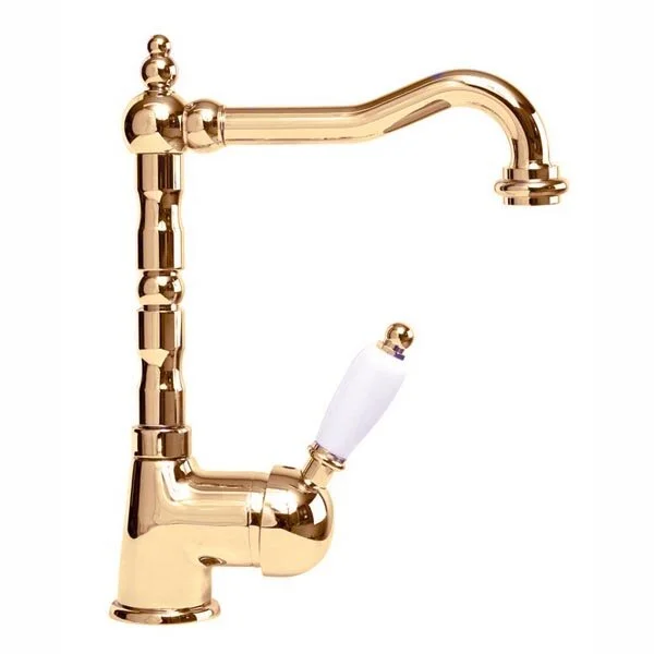 Смеситель для раковины Cezares Elite бронза, ручка белая - фото 3