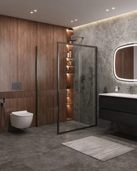 Душевой уголок Cezares Molveno 140x90 см стекло прозрачное профиль оружейная сталь - фото 4