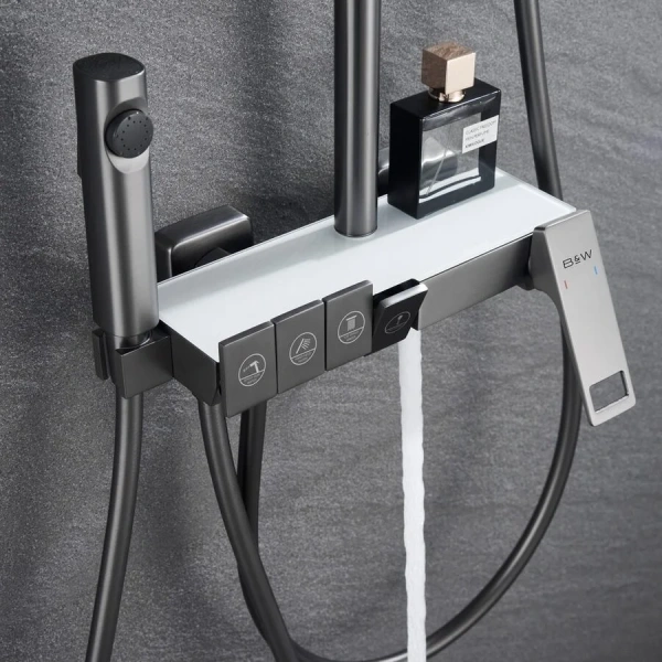 Душевая стойка Black&White Universe оружейная сталь, рычажные - фото 6