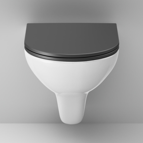 Унитаз подвесной Am.Pm Gem с черным матовым сиденьем, с горизонтальным, прямым выпуском, с прямым выпуском - фото 7