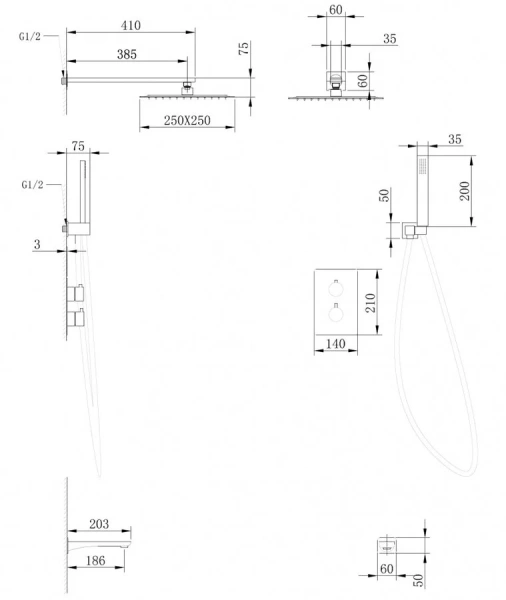 Душевой комплект Abber Weiss Insel AF8050 с изливом - фото 2