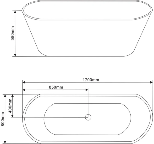 Ванна акриловая Grossman 180x80 см белая - фото 3