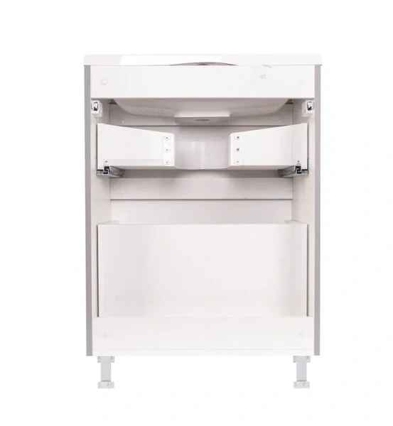 Тумба под раковину напольная Style Line Бергамо 60 см серая, моноблок - фото 5