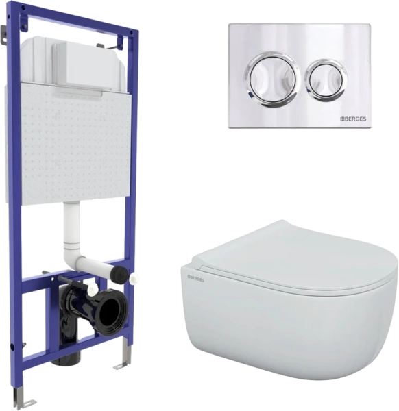 Унитаз с инсталляцией BERGES Ego с сиденьем микролифт - фото 1