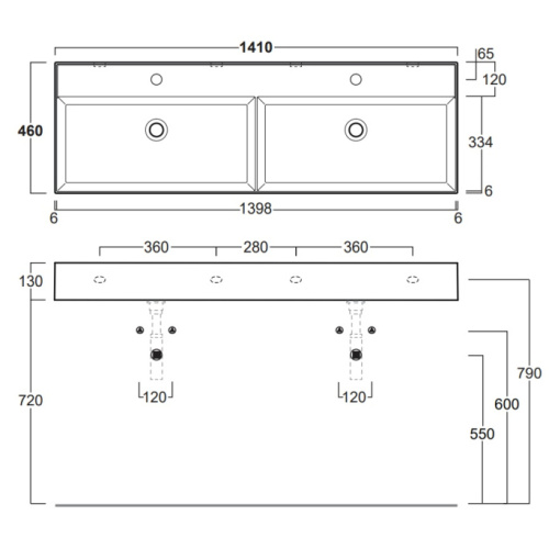 Раковина Simas Agile 141 см двойная - фото 3